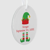 Monogram Kerst Elf Rood Groen Baby Gift Ornament (voorkant)