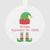 Monogram Kerst Elf Rood Groen Baby Gift Ornament (achterkant)