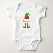 Monogram Kerst Elf Rood Groen Jongen Meisje Romper (Voorkant)