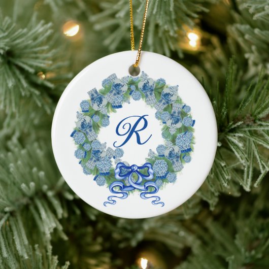 Monogram Kerst Ginger Jar Jars Chinoiserie Keramisch Ornament (Boom)