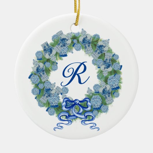 Monogram Kerst Ginger Jar Jars Chinoiserie Keramisch Ornament (Voorkant)