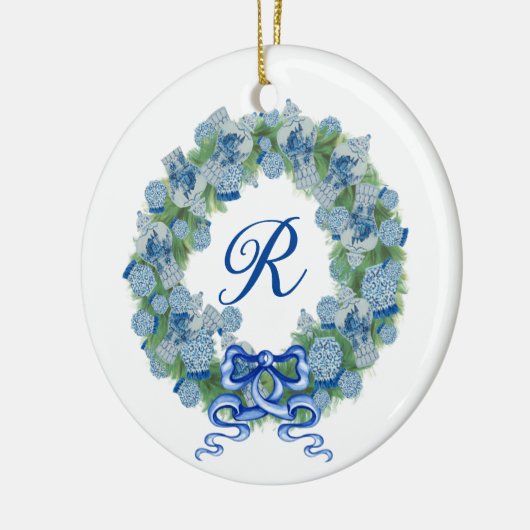 Monogram Kerst Ginger Jar Jars Chinoiserie Keramisch Ornament (Links)