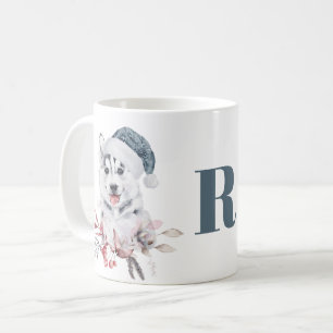 Monogram kerst Husky hond Koffiemok