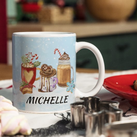 Monogram Kerst warme Cacao Chocolade naam Koffiemok