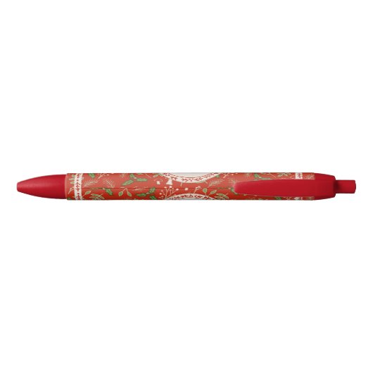 Monogram Kerst Woodlands Rood Zwarte Inkt Pen (Achterkant)