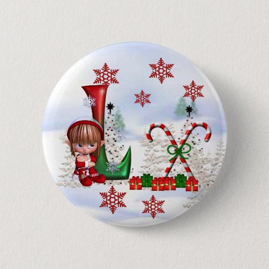 Monogram kerstButton L Ronde Button 5,7 Cm (Voorkant)