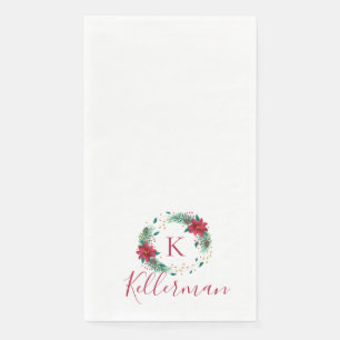 Monogram kerstcadeaupapier met grote kerstmis servet