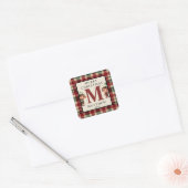 Monogram kerstelf vierkante sticker (Envelop)