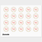 Monogram Kerstkrans Twig Berry Envelop Seal Ronde Sticker (Vel)