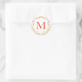 Monogram Kerstkrans Twig Berry Envelop Seal Ronde Sticker (Tas)