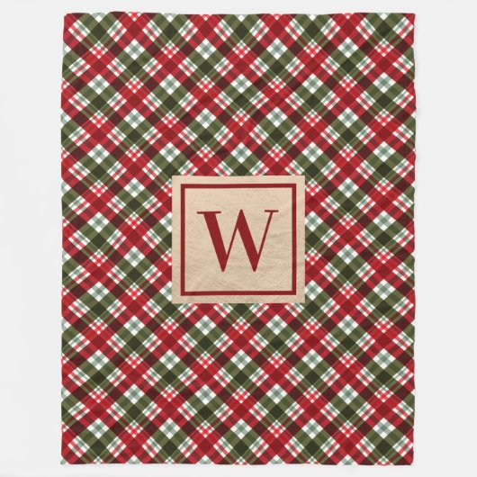 Monogram kerstmis fleece deken (Voorkant)
