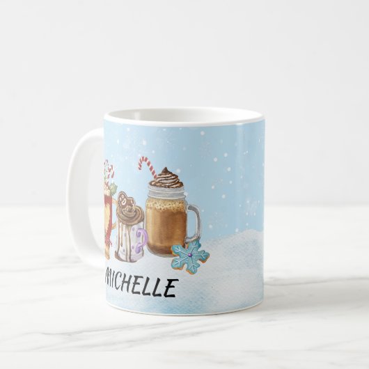 Monogram kerstmis heet Cocacaochocolade Koffiemok (Voorkant links)