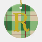 Monogram Kerstmis rood en groen gecontroleerd Keramisch Ornament (Voorkant)