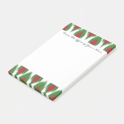Monogram kerstrood Ikat Diamond Patroon Post-it® Notes (Schuin)