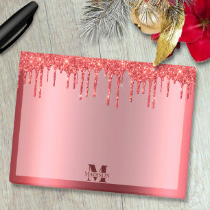Monogram kerstrood strijken Glitter Metallic Post-it® Notes