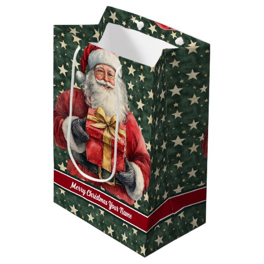 Monogram Kersttas: Waterverf Sinterklaas Medium Cadeauzakje (Voorkant Gekanteld)