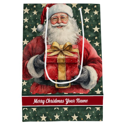 Monogram Kersttas: Waterverf Sinterklaas Medium Cadeauzakje (Achterkant)