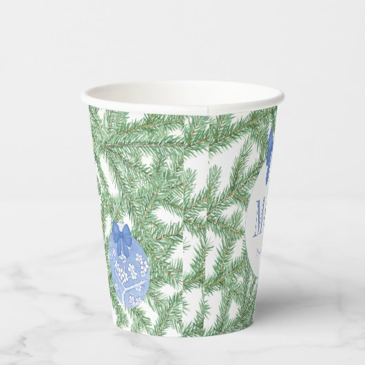 Monogram Kerstversiering Verlovingsfeestje Papieren Bekers (Rechts)