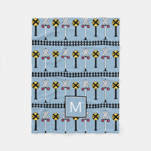 Monogram | Kinder treinsignalen Fleece Deken (Voorkant)