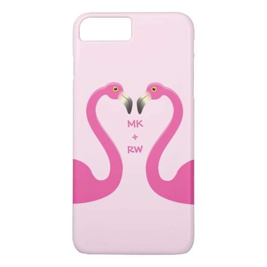 Monogram Kissend Flamingos iPhone 7 Plus Roze Case-Mate iPhone Case (Achterkant)