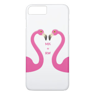 Monogram Kissend Flamingos iPhone 7 Plus White iPhone 8 Plus / 7 Plus Hoesje