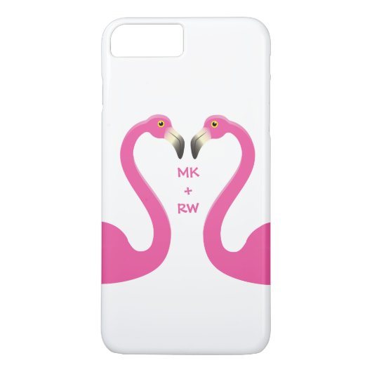Monogram Kissend Flamingos iPhone 7 Plus White Case-Mate iPhone Case (Achterkant)