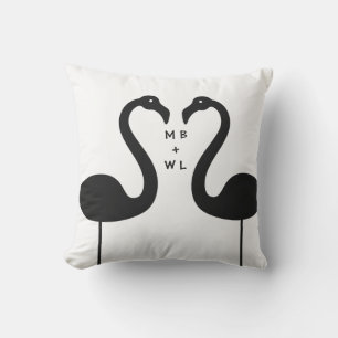 Monogram Kissend Flamingos White Outdoor Pillow Buitenkussen