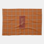 Monogram Kitchen Towel Rustic Autumn Plaid Design Theedoek (Horizontaal)