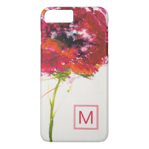 Monogram Klaproos op Witte iPhone 8 Plus / 7 Plus Hoesje