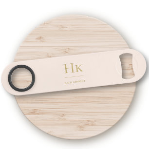 Monogram Klassiek Eenvoudig Modern Blush Gold Speed Flessenopener