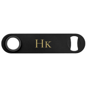 Monogram Klassiek Eenvoudig Modern Zwart Goud Eleg Speed Flessenopener