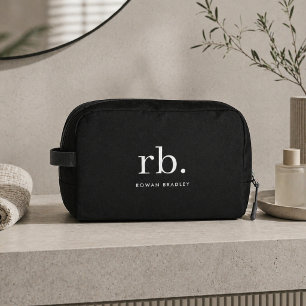 Monogram Klassiek Elegant Minimaal Zwart en Wit Toilettasje