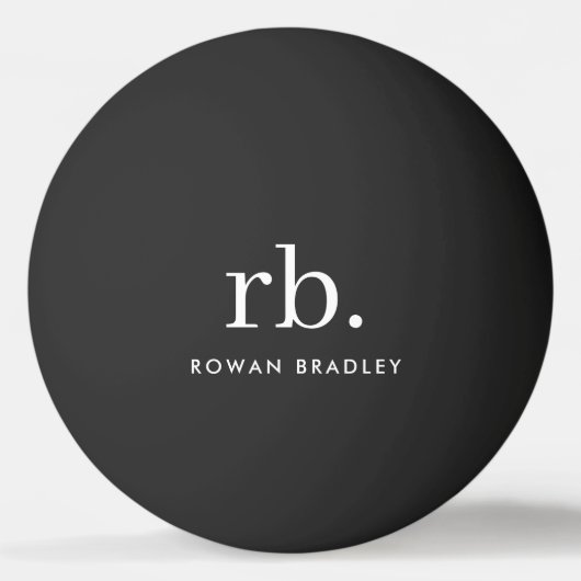 Monogram Klassiek Elegant Minimaal Zwart Pingpongballen (Achterkant)