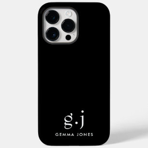Monogram Klassiek Elegant Minimaal Zwart Wit Case-Mate iPhone 14 Pro Max Hoesje