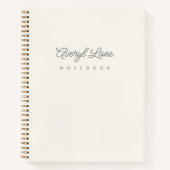 Monogram Klassiek Elegant Minimal Ivory Gold Scrip Notitieboek (Voorkant)
