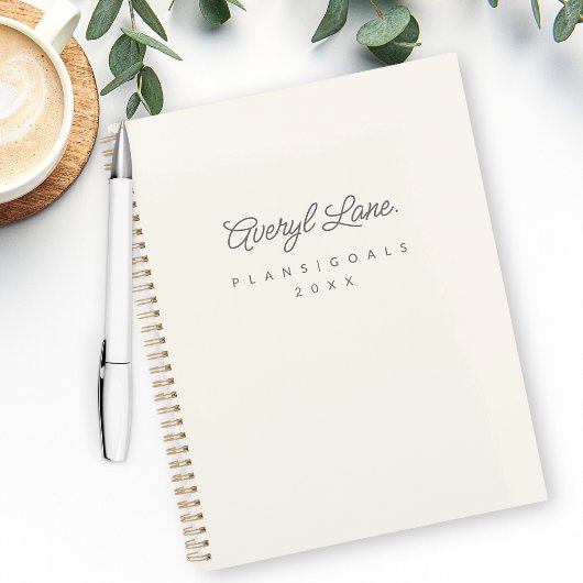 Monogram Klassiek Elegant Minimal Ivory Gold Scrip Planner