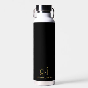 Monogram Klassiek Elegant Minimale Gold Black Waterfles
