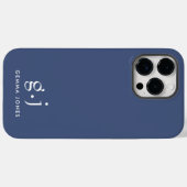 Monogram Klassiek Elegant Minimale Stusty Blue Whi Case-Mate iPhone Case (Achterkant (horizontaal))