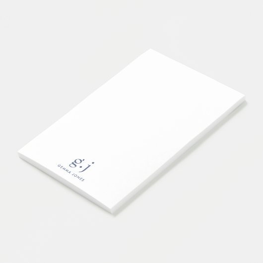Monogram Klassiek Elegant Minimale Stusty Blue Whi Post-it® Notes (Schuin)