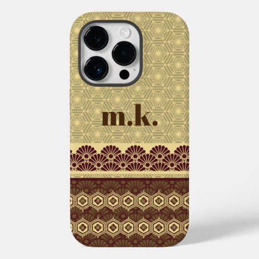 Monogram Klassiek Goud Bloem Patroon Case-Mate iPhone Case (Achterkant)