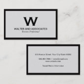 Monogram Klassiek | Lichtgrijs | Zwarte grens Visitekaartje (Voorkant / Achterkant)