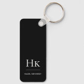 Monogram klassiek modern minimalistisch zwart-wit sleutelhanger (Achterkant)