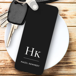 Monogram klassiek modern minimalistisch zwart-wit sleutelhanger