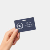 Monogram Klassieke Elegant Professional Blue Badge (Handheld)