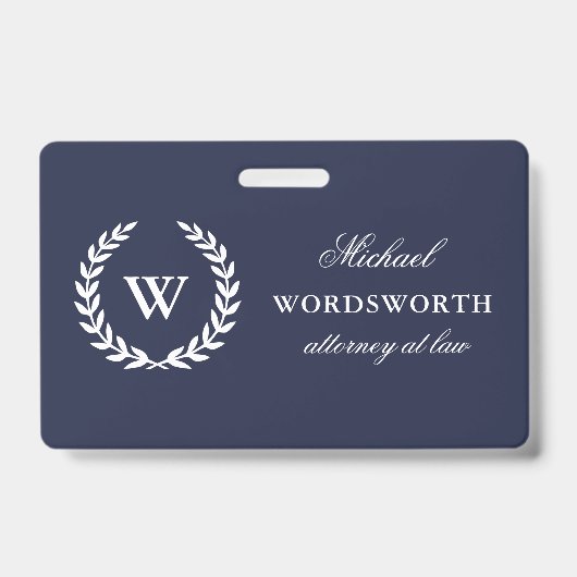 Monogram Klassieke Elegant Professional Blue Badge (Front)