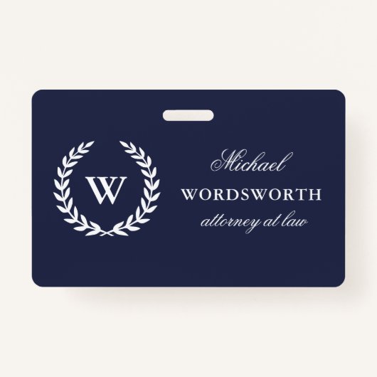 Monogram Klassieke Elegant Professional Blue Badge (Voorkant)