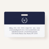 Monogram Klassieke Elegant Professional Blue Badge (Achterkant)