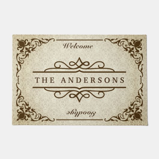 Monogram Klassieke  grens Damask Retro Lijst Deurmat (Voorkant)