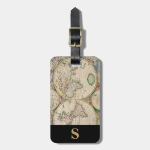 Monogram Klassieke Reis Wereldkaart Vintage Bagagelabel