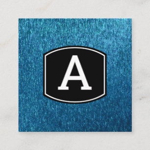 Monogram Klein blauw textuur Achtergrond Vierkante Visitekaartje